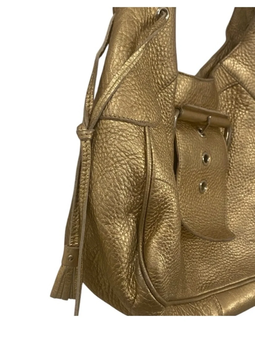 Car Shoe Pebbled Leather Gold Tone Hobo Shoulder Bag Handbag Purse Y2k Style